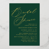 Modernes, elegantes Script-Grün- und Gold-Brautpar Folieneinladung (Vorderseite)