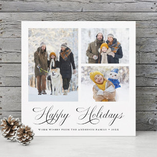 Modernes, elegantes Script Happy Holidays 3 Foto Feiertagskarte