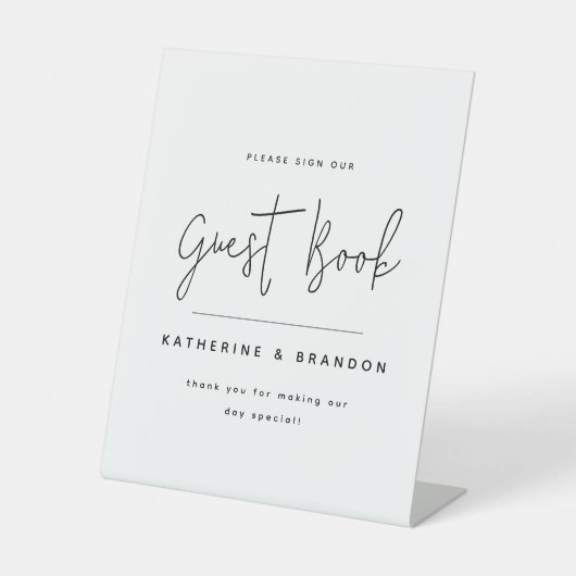 Modernes, elegantes Script-Kalligrafie-Hochzeitsze Sockelschild (Vorderseite)