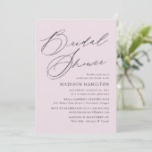 Modernes, elegantes Script-Lavender-Brautparty Einladung (Stehend Vorderseite)