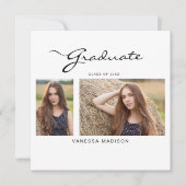 Modernes, elegantes Script-Minimal | 2 FOTO ABSCHL Ankündigung (Vorderseite)