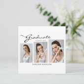 Modernes, elegantes Script-Minimal | 3 FOTO ABSCHL Ankündigung (Stehend Vorderseite)