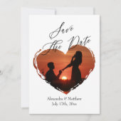 Modernes, elegantes Script Minimalistisch Heart Fo Save The Date (Vorderseite)