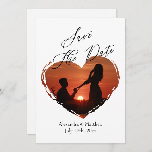 Modernes, elegantes Script Minimalistisch Heart Fo Save The Date (Vorne/Hinten)