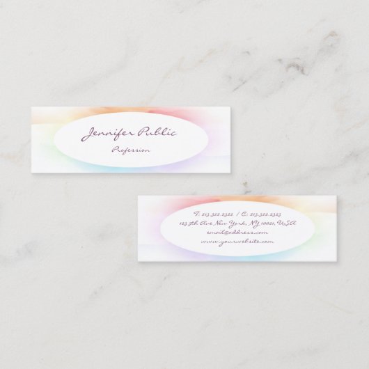 Modernes, elegantes Script Minimalistische Vorlage Mini Visitenkarte (Vorne/Hinten)