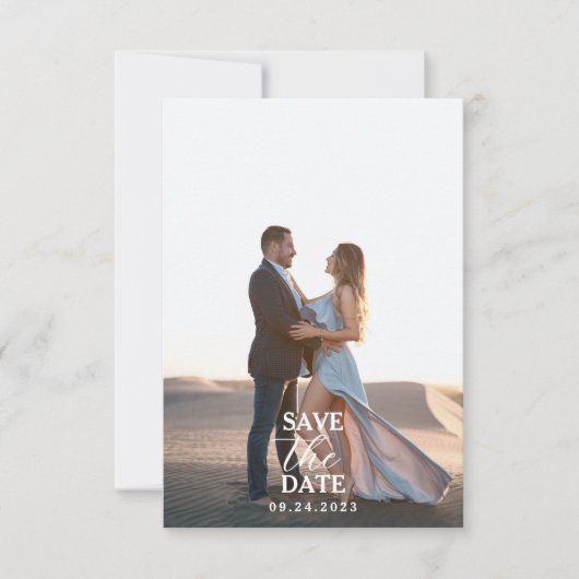 Modernes, elegantes Script mit vollständigem Foto Save The Date (Vorderseite)