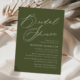 Modernes, elegantes Script Olive Green Brautparty Einladung