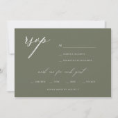 Modernes, elegantes Script Olive Wedding RSVP Einladung (Vorderseite)