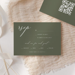 Modernes, elegantes Script Olive Wedding RSVP Einladung