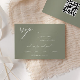 Modernes, elegantes Script Olive Wedding RSVP Einladung
