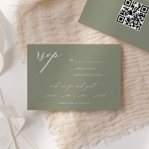 Modernes, elegantes Script Olive Wedding RSVP Einladung