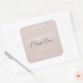 Modernes, elegantes Script-Produktlabel Quadratischer Aufkleber (Umschlag)