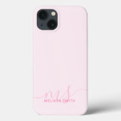 Modernes, elegantes Script Rosa Initial Monogram Case-Mate iPhone Hülle (Rückseite)