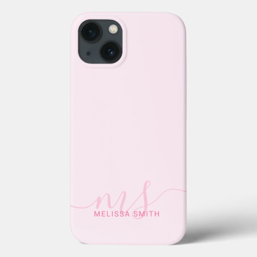 Modernes, elegantes Script Rosa Initial Monogram Case-Mate iPhone Hülle (Rückseite)