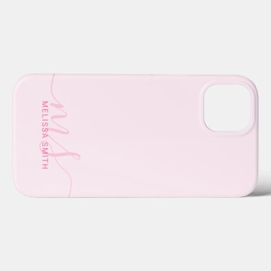 Modernes, elegantes Script Rosa Initial Monogram Case-Mate iPhone Hülle (Rückseite (Horizontal))