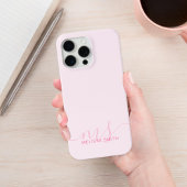 Modernes, elegantes Script Rosa Initial Monogram iPhone Hülle