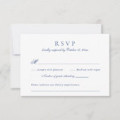 Modernes, elegantes Script Royal Blue Wedding RSVP Einladung (Vorderseite)