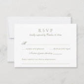 Modernes, elegantes Script Sage Green Wedding RSVP Einladung (Vorderseite)