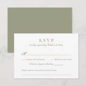 Modernes, elegantes Script Sage Green Wedding RSVP Einladung (Vorne/Hinten)