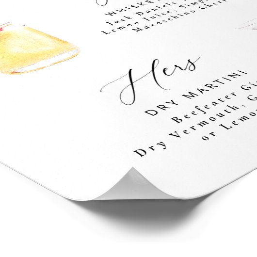 Modernes, elegantes Script-Signature Drinks Poster (Ecke)