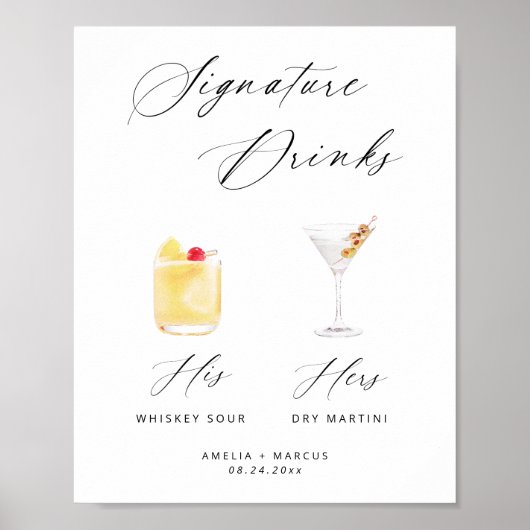 Modernes, elegantes Script-Signature Drinks Poster (Vorne)