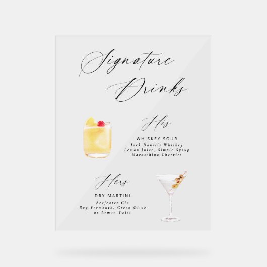 Modernes, elegantes Script-Signature Drinks Poster (Vorderseite)