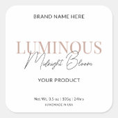 Modernes, elegantes Script Skincare Packaging Labe Quadratischer Aufkleber (Vorderseite)
