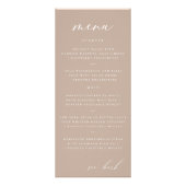 Modernes, elegantes Script Taupe Wedding Menu Werbekarte (Vorne)