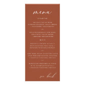 Modernes, elegantes Script Terracotta Wedding Menu Werbekarte (Vorne)