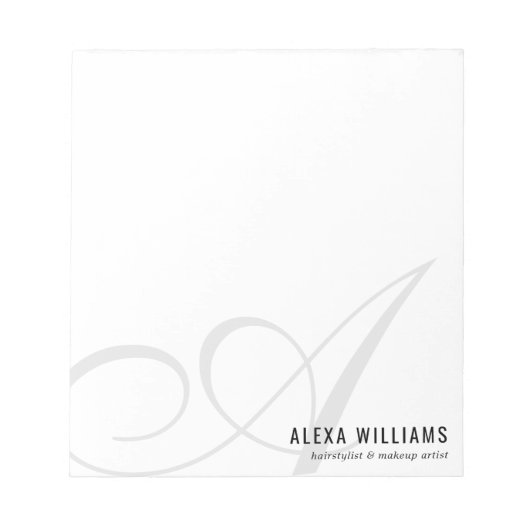 Modernes, elegantes Script-Typografie Monogram Bus Notizblock (Vorderseite)