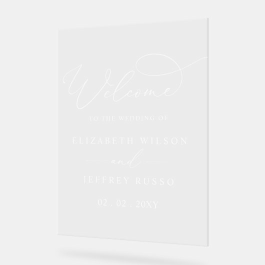 Modernes, elegantes Script-Wedding-Begrüßungszeich Acrylschild (Winkel)