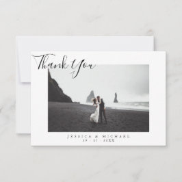 Modernes, elegantes Script Wedding Foto Danke Kart