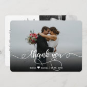 Modernes, elegantes Script Wedding Foto Danke Kart (Vorne/Hinten)