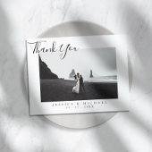 Modernes, elegantes Script Wedding Foto Danke Kart Postkarte