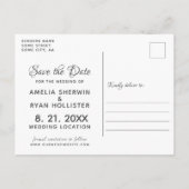 Modernes, elegantes Script-Wedding-Foto Save the D Ankündigungspostkarte (Rückseite)