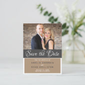 Modernes, elegantes Script-Wedding-Foto Save the D Ankündigungspostkarte (Stehend Vorderseite)