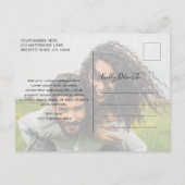 Modernes, elegantes Script-Wedding-Foto Save the D Ankündigungspostkarte (Rückseite)