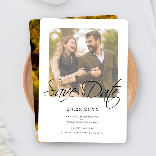 Modernes, elegantes Script-Wedding-Foto Save The Date