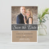 Modernes, elegantes Script-Wedding-Foto Save The Date (Stehend Vorderseite)