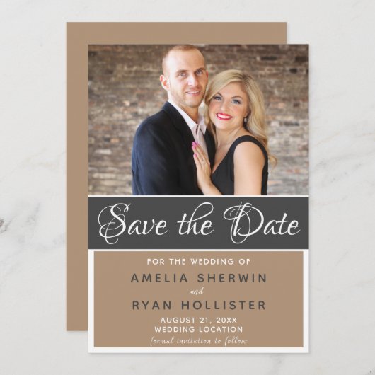 Modernes, elegantes Script-Wedding-Foto Save The Date (Vorne/Hinten)