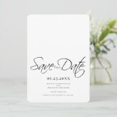 Modernes, elegantes Script-Wedding-Foto Save The Date (Stehend Vorderseite)