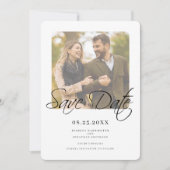 Modernes, elegantes Script-Wedding-Foto Save The Date (Vorderseite)