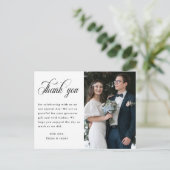 Modernes, elegantes Script Wedding Foto Vielen Dan Postkarte (Stehend Vorderseite)