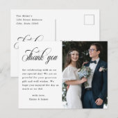 Modernes, elegantes Script Wedding Foto Vielen Dan Postkarte (Vorne/Hinten)