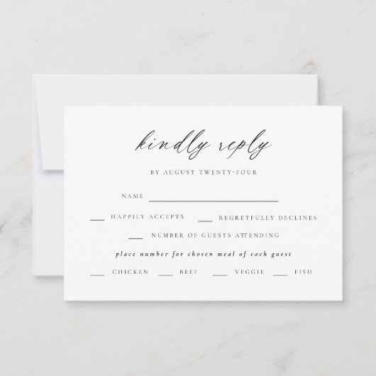 Modernes, elegantes Script-Wedding-RSVP Einladung (Vorderseite)
