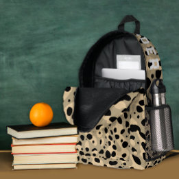 Modernes elegantes Sepia Leopard Muster und Name Bedruckter Rucksack