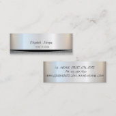 Modernes, elegantes Silber, gestreift Mini Visitenkarte (Vorne/Hinten)