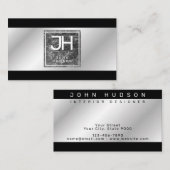 Modernes, elegantes Silber- und Schwarz-Template-G Visitenkarte (Vorne/Hinten)