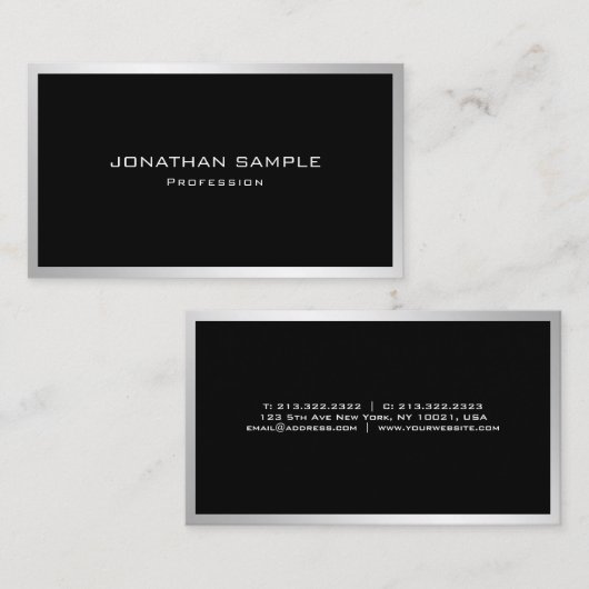 Modernes Elegantes Silver Beruflich Einfach Schlic Visitenkarte (Vorne/Hinten)