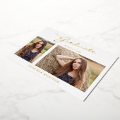 Modernes, elegantes Skript | 2 Foto Grad Bekanntga Folieneinladung (Gedreht)